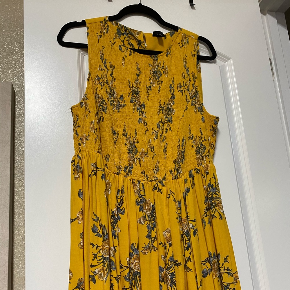 Yellow floral midi dress